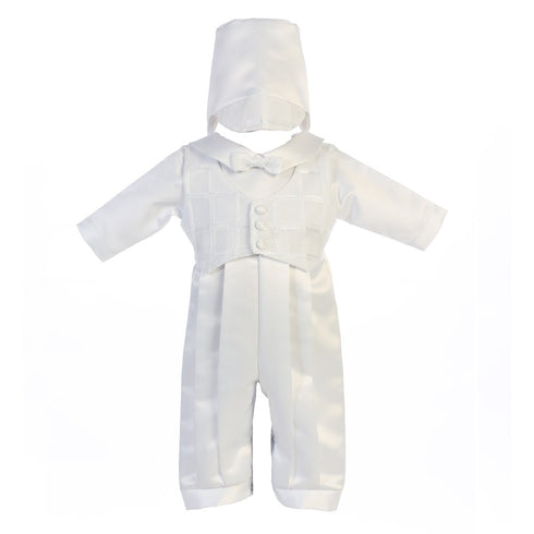 Lito Baby Boys White Tie Romper Hat Andrew Christening Outfit 0-18M - SophiasStyle.com